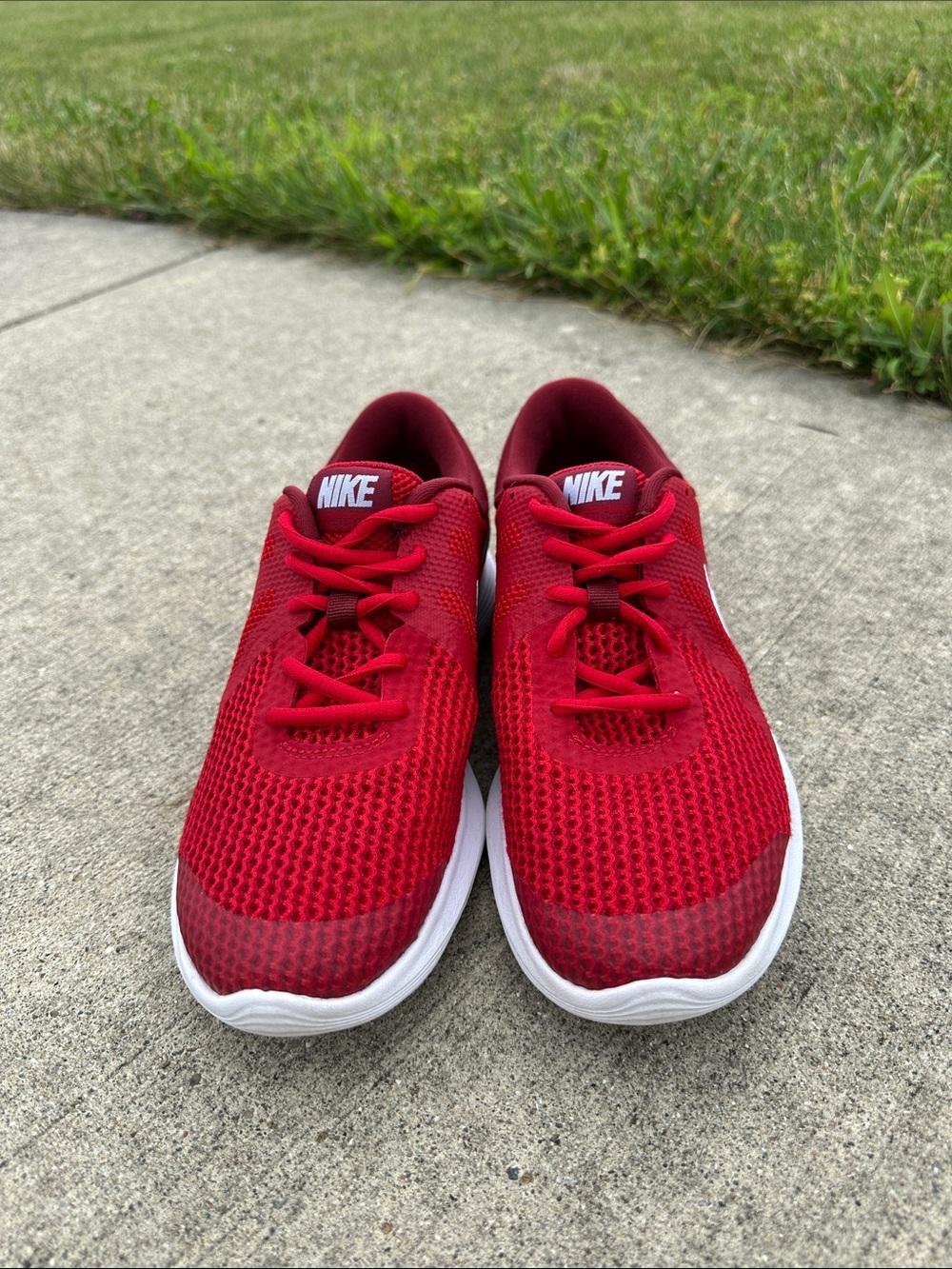 Nike Red Mesh Athletic Sneakers with White Soles